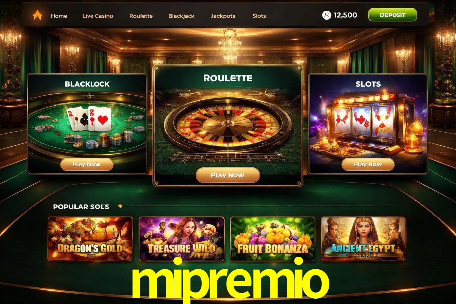 Vista de la plataforma mipremio Casino mostrando categorías organizadas de juegos en línea
